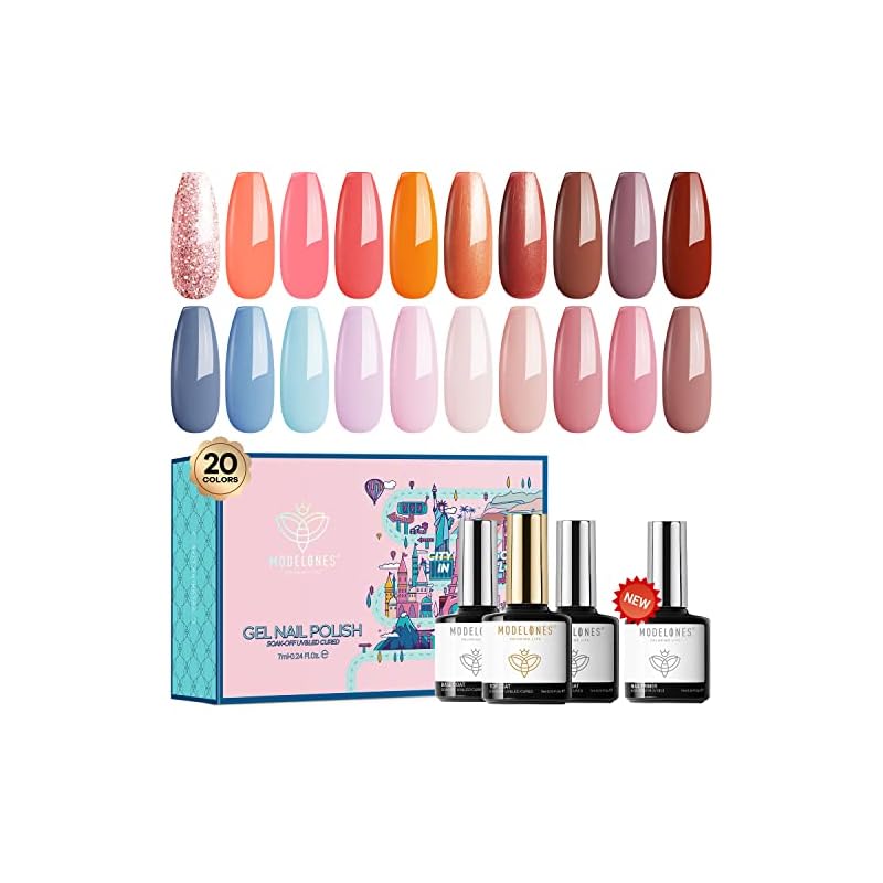 Modelones ジェルネイルキット マニキュアセット カラージェル セット 耐久 塗りやすい プレゼント適用 トップ ベ ースコート マットトップコート プライマー４本セット付き (ロサンゼルスシ