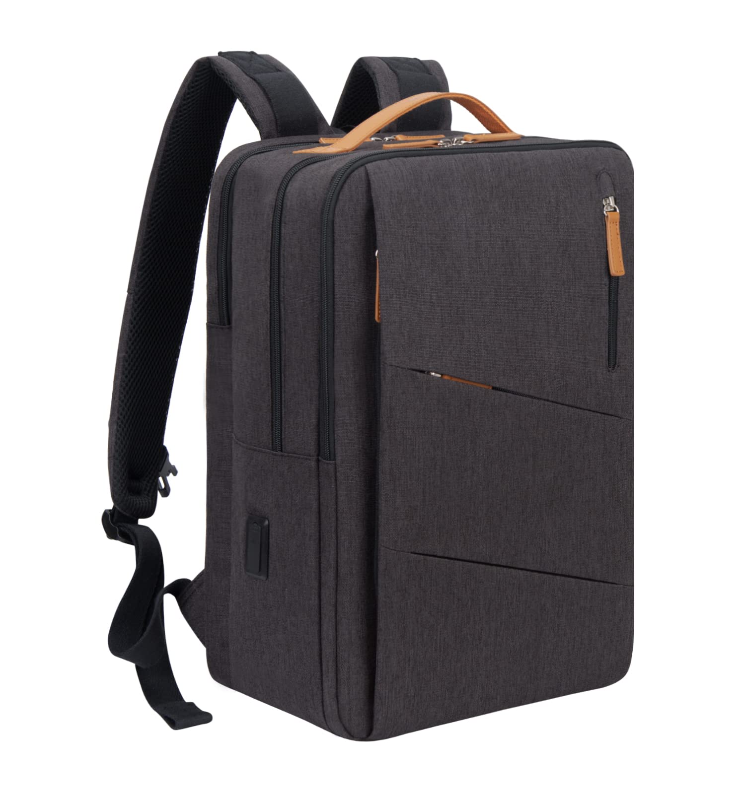 [Hp hope] ビジネスバックパック多機能USB充電ポート付き大型リュックサック15.6インチラップトップバック盗難防止防水撥水耐衝撃通勤出張旅行通勤メンズ ファッショナブル ダークグレー