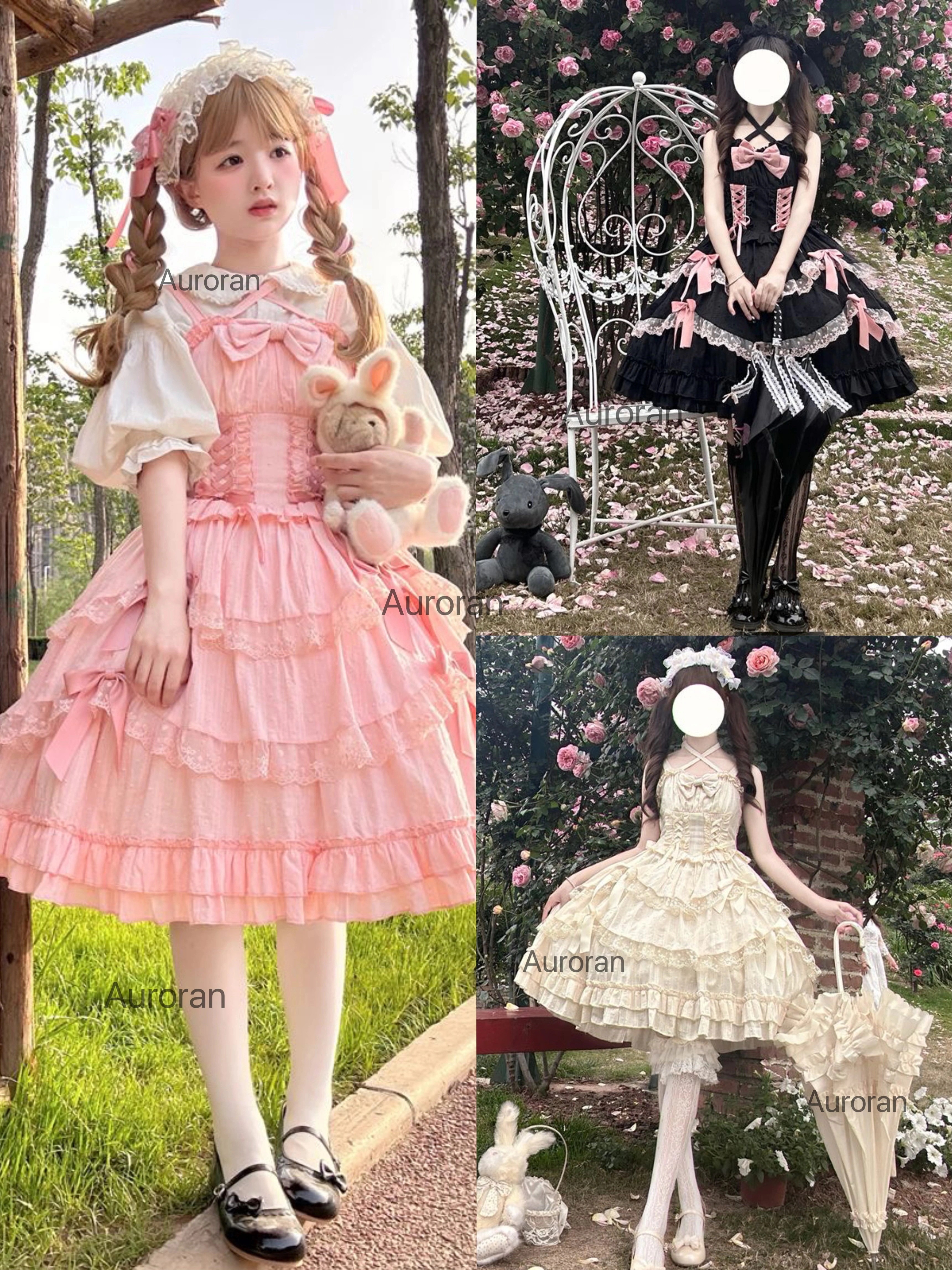 3色ロリータ 甘いかわいいロリータ JSKワンピース かわいいドレス 女の子のサスペンダードレス甘い気質のワンピース クリスマスハロウィン アカデミー祭 ロールプレイ