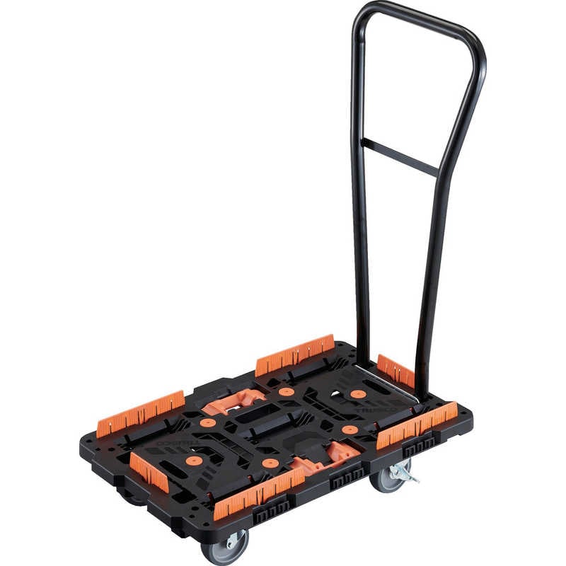 トラスコ中山　TRUSCO連結式樹脂製平台車ビートル700X450自在5輪内2輪ストッパー付脱着式ハンドル付柵とめたろう付 　BT700KJ5S2HE100T