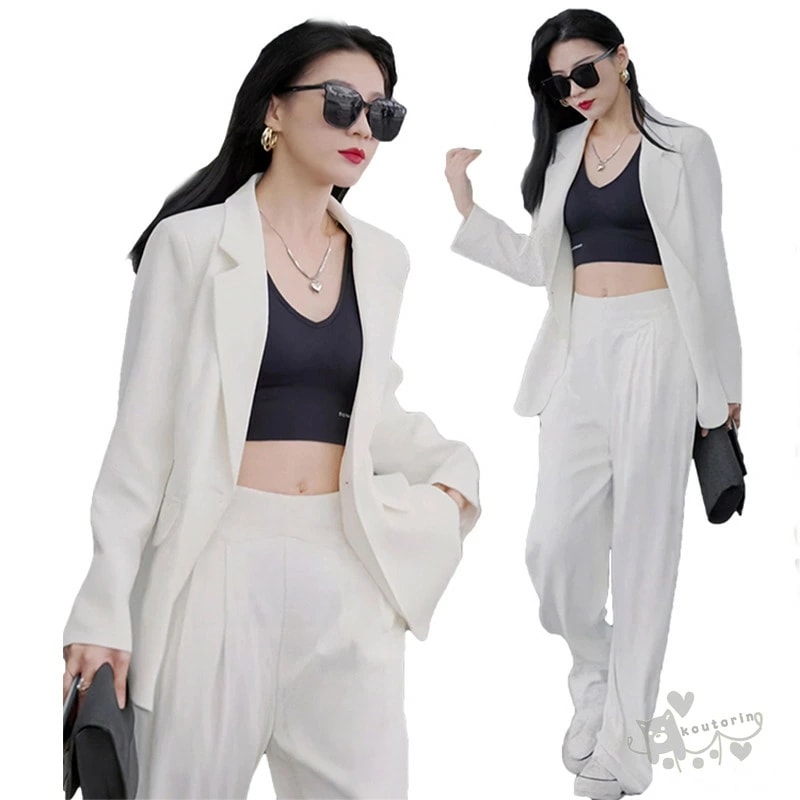 k-pop衣装 ダンス衣装 レディース 大人 セットアップ 無地 白 パンツスーツ ヒップホップ ダンススーツ ジャズダンス 衣装 高校生 韓国 ダンス衣装 2点セット ジャケット hiphop おし