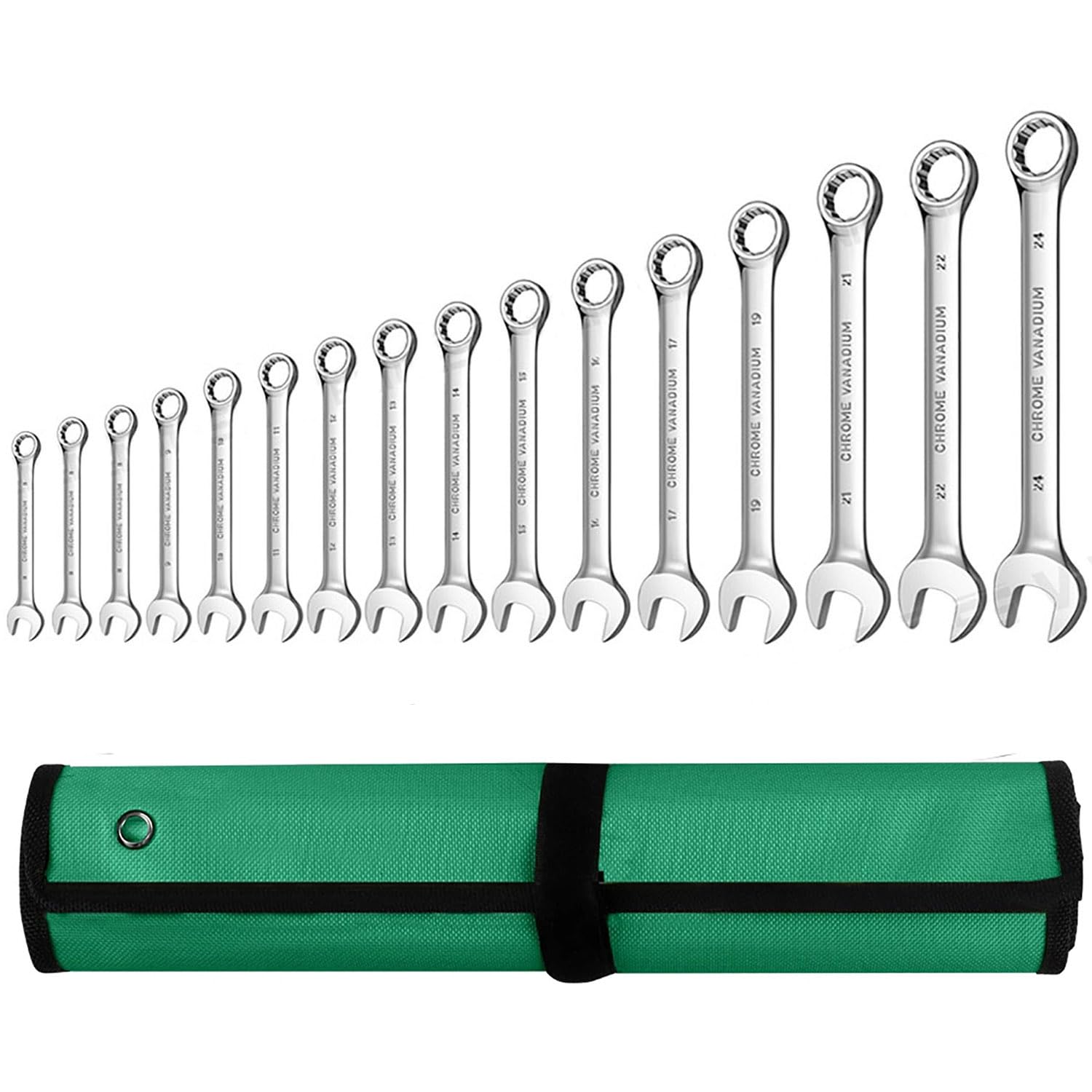 GOOMAND コンビネーションレンチ スパナセット コンビネーションスパナ 6～24mm CR-V製 鏡面仕上げ 車メンテナンス 組み立て DIY 収納袋付 16本組