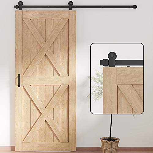 サイズ：6 FT (1.83メートル)片引き用 ZEKOO 吊り引き戸レール バーンドア金具 引き扉