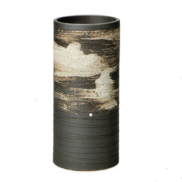 白刷毛目傘立 （信楽焼陶器傘立梅雨玄関H）