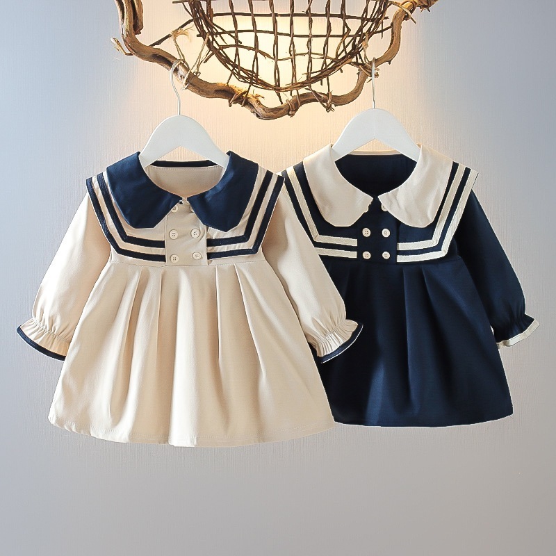【1つ買うと10つ無料】女の子の春のドレス2025春と秋の赤ちゃんファッショナブルなプリンセスドレスリトルガールカレッジスタイルスカート