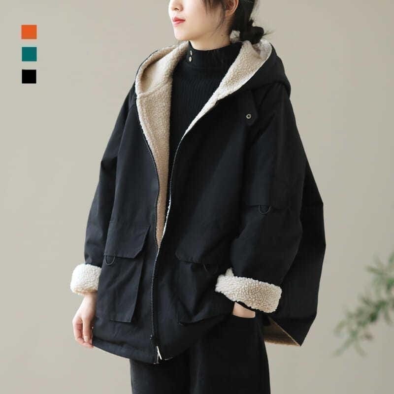 [本日の上新]ボアコート レディース アウター フード付き 裏起毛 ジャケット 大きいサイズ 婦人服 カジュアル 大人 体型カバー ゆったり 無地損売り