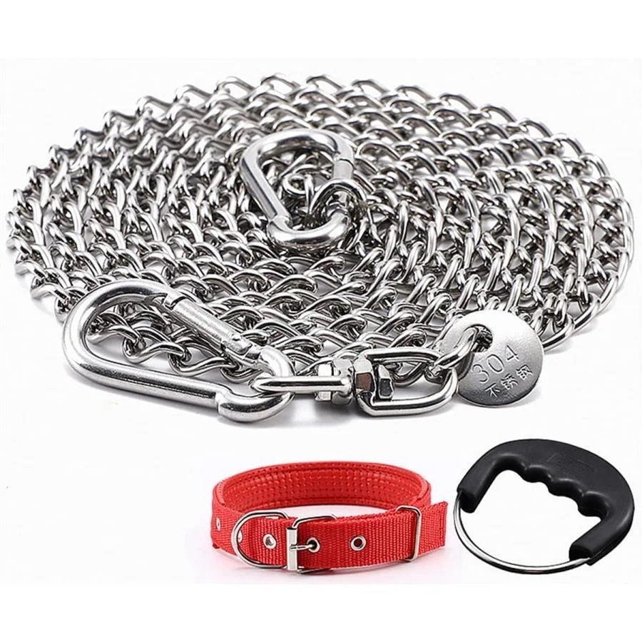 チェーン 金属製 犬 丈夫な犬用リード 強力な犬用チェーン チェーンリードを備えた頑丈な犬用 リード 25の発売犬 大型犬用中型犬用の快適なパッド入りハンドルと首輪犬用