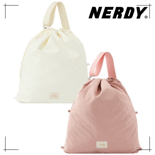 NERDY 公式正規品 ラベル 3WAY ジムサック (Cream/Pink) 韓国ファッション