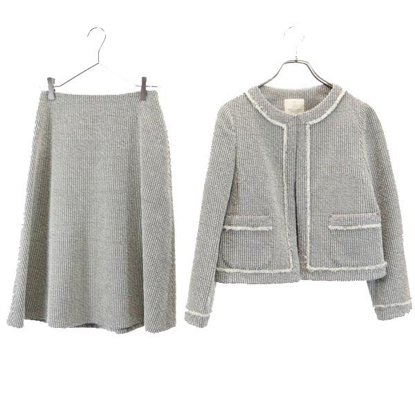 スカートスーツ 上下セットアップ 上M/下S グレー系 レディース