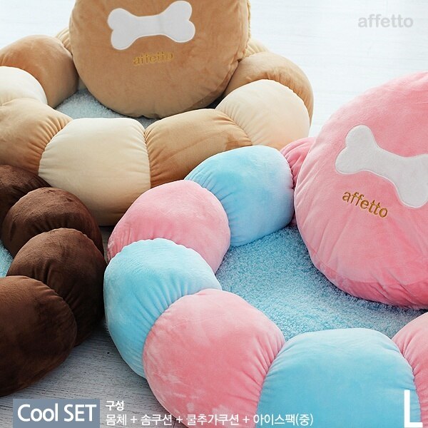 海外限定 ペット クールセットみるチューイティドーナツクッション L 犬小屋 Color Design Brown Ivory