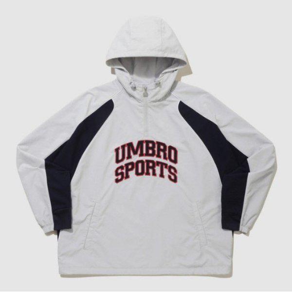 フード付き KQF UQ121CWT24-WGR エンジニアード レタリング フード アノラック / WHITE GREY