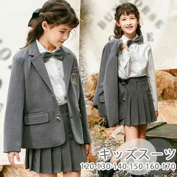 入学式 卒業式 制服 ジャケット 女の子 スーツ セット 小学生 中学生 高校生 JK ジュニア 中学 受験 大きいサイズ ゆったりサイズ 韓国風 リボン 卒服 入園祝い ギフト 卒園式 七五三 お受