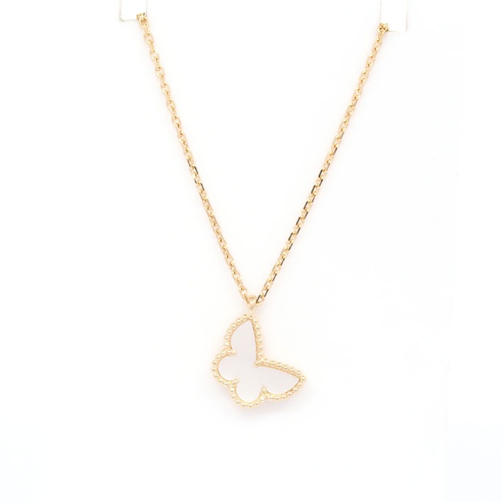 【新品仕上げ済み】【新品同様】ヴァンクリーフ&アーペル スウィート アルハンブラ パピヨン K18YG シェル/マザーオブパール 【ネックレス】