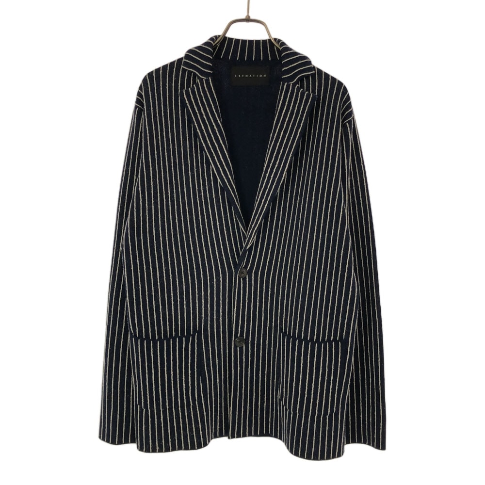 ストライプ テーラードジャケット L ネイビー メンズ
