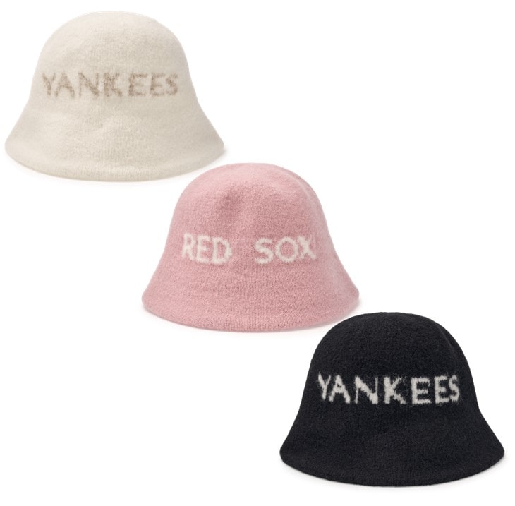 BASIC LETTERING KNIT BUCKET HAT DOME FIT