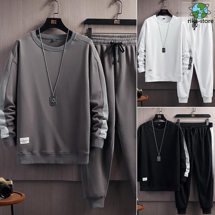 メンズ セットアップ スウェット上下セット ジャージ 上下 トレーナー+ジョガーパンツ 秋 ルームウェア