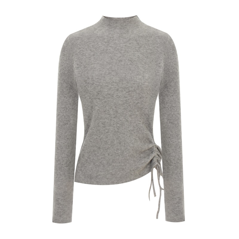 【メガ割 最大20％OFF】【秋冬新作】レディース ハイネックニット 暖かい 無地 長袖 スリムフィット サイドリボンデザイン 10,520円