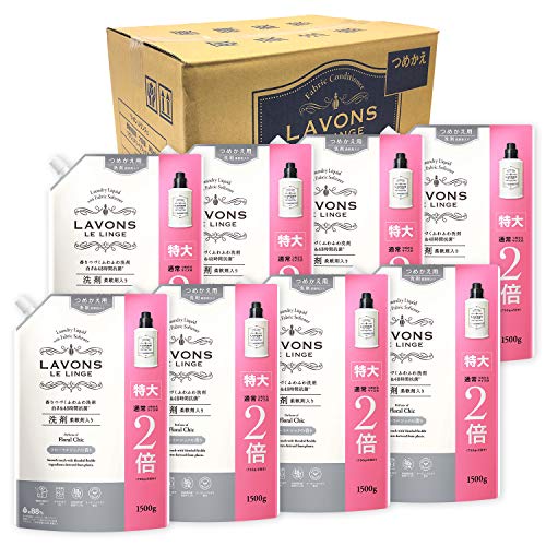 サイズ：1500g×8個 ラボン(Lavons) 【ケース販売】 柔軟剤入り 洗濯洗剤 フローラルシ