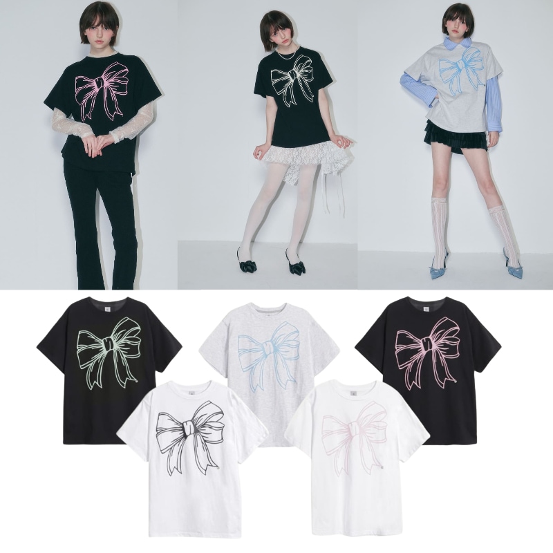 Ribbon 半袖Tシャツ　 BIG RIBBON LINE T SHIRT ５カラー