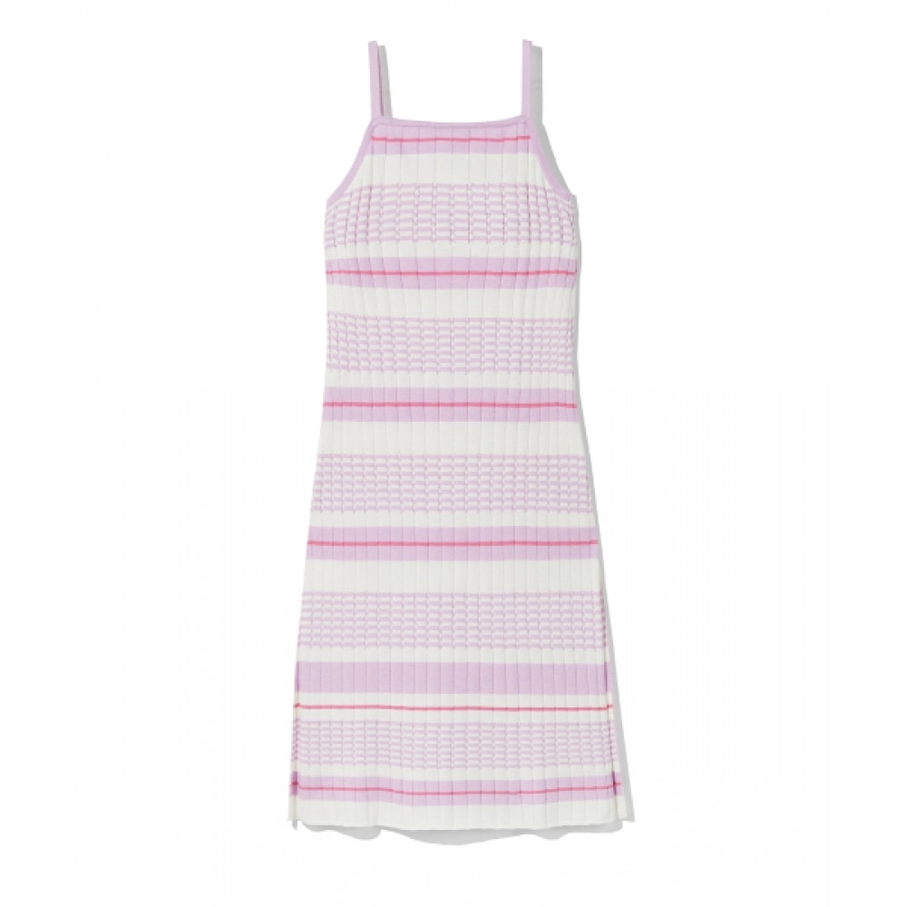 CODEGRAPHY (ウーマン) ポイントラベルストライプニットナシワンピース_ラベンダー