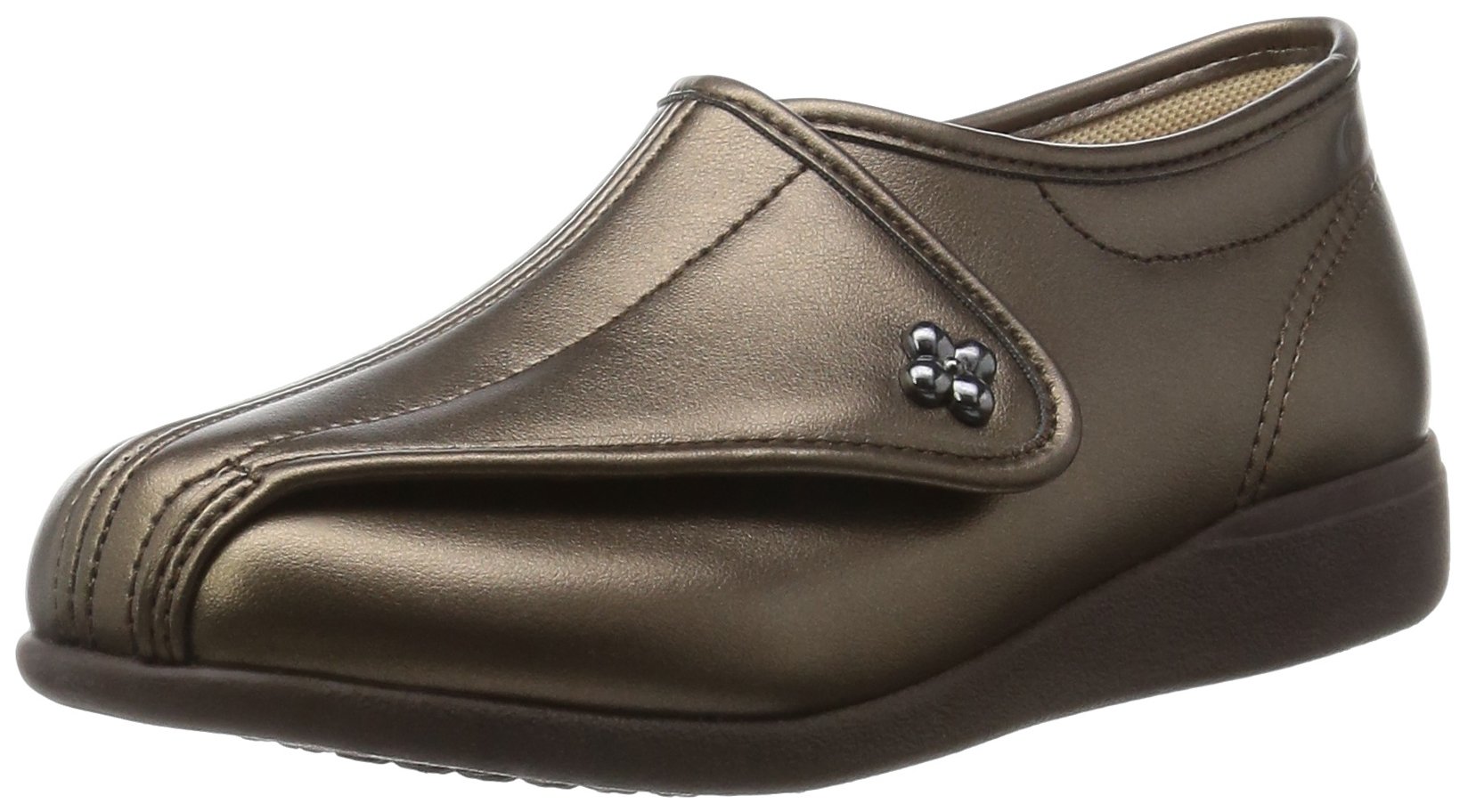 [快歩主義] 介護シューズ 軽量 転倒予防 リハビリ 幅広3E KHS L011 レディース ブロンズスムース 22.0 cm 3E