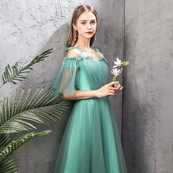 ブライズメイドドレスロンググリーンお揃いドレスお呼ばれドレスパーティードレス結婚式ワンピースハワイ