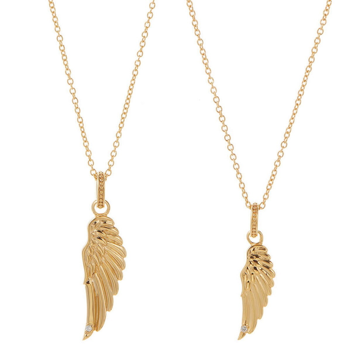 ペアネックレス シルバー925製 ダイヤモンド K23コーティング 羽根 フェザー 1粒