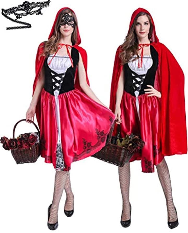 ローズカラーのワンピース ハロウィン コスチューム レースアイマスク付き 2点セット レディース S
