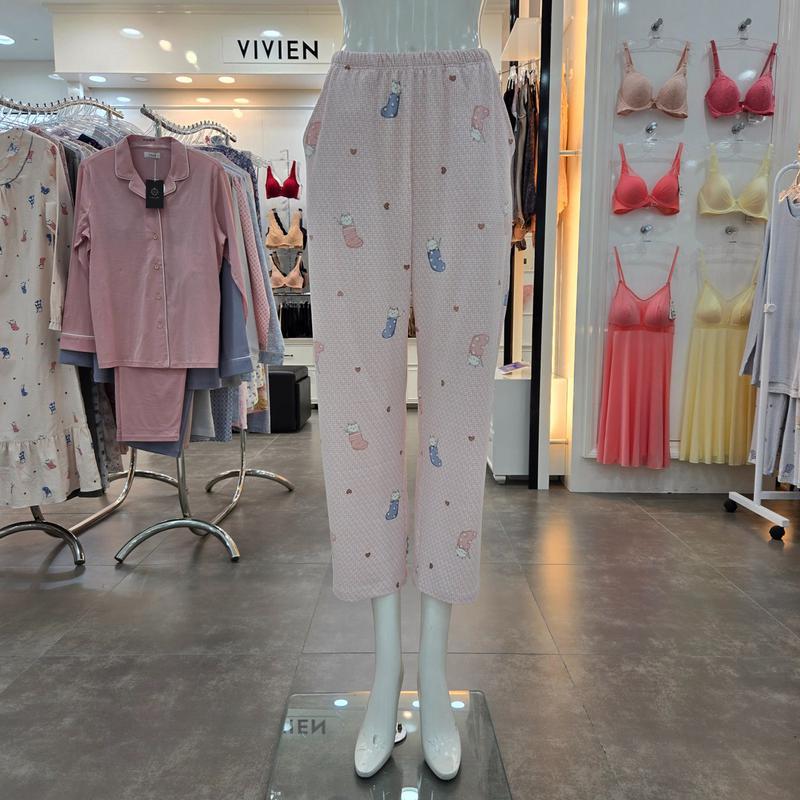 ポリ起毛 猫プリント 女性用 室内着 下 EZ1951P