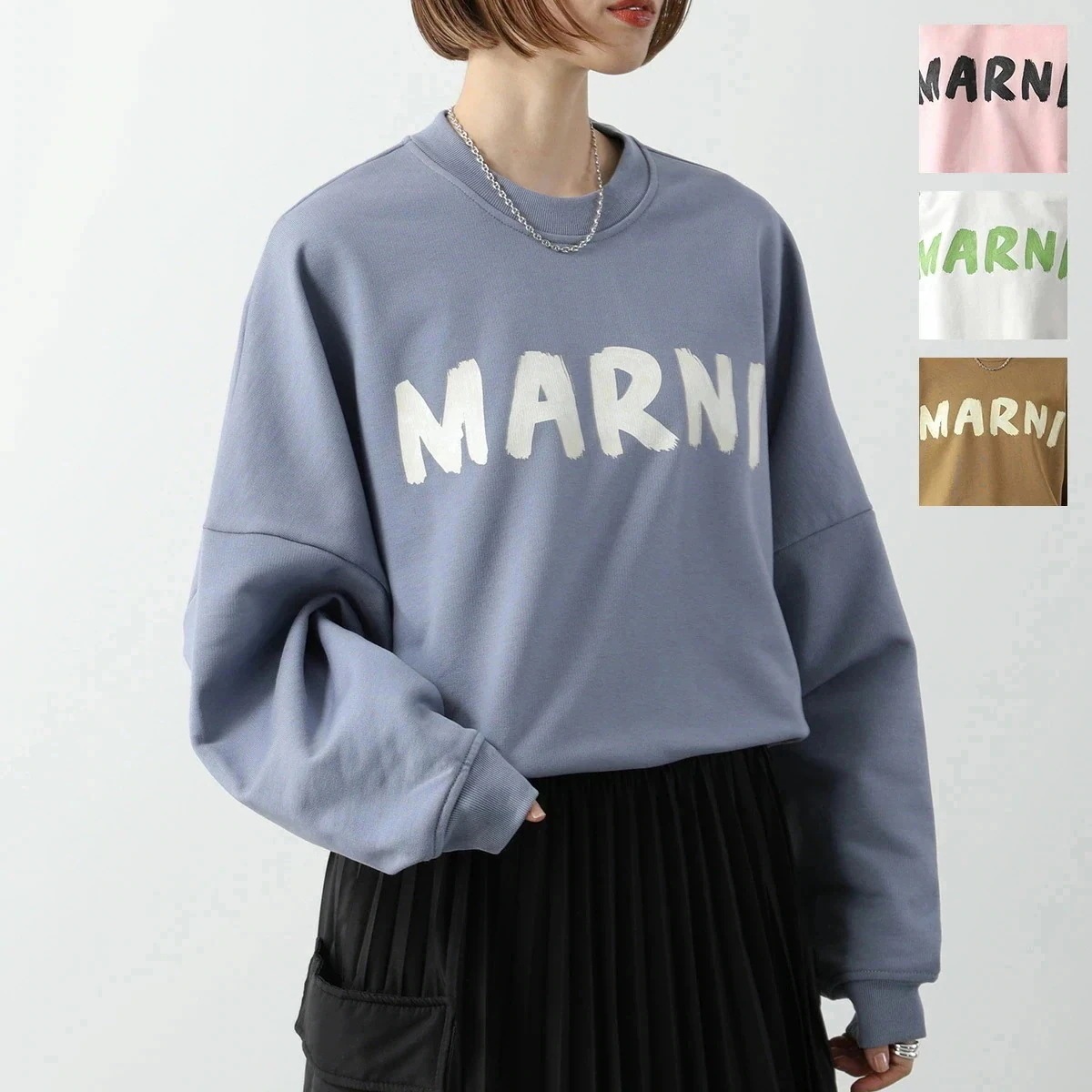 MARNI マルニ 長袖 スウェットシャツ FLJE0185P2 USCU88 レディース トレーナー コットン ロゴ ドロップショルダー クルーネック カラー