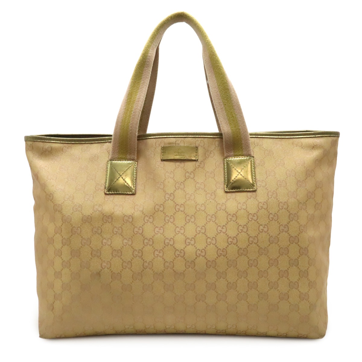 GGキャンバス トートバッグ ショルダーバッグ ナイロンキャンバス メタリックレザー ゴールド ピンク アウトレット品 26747