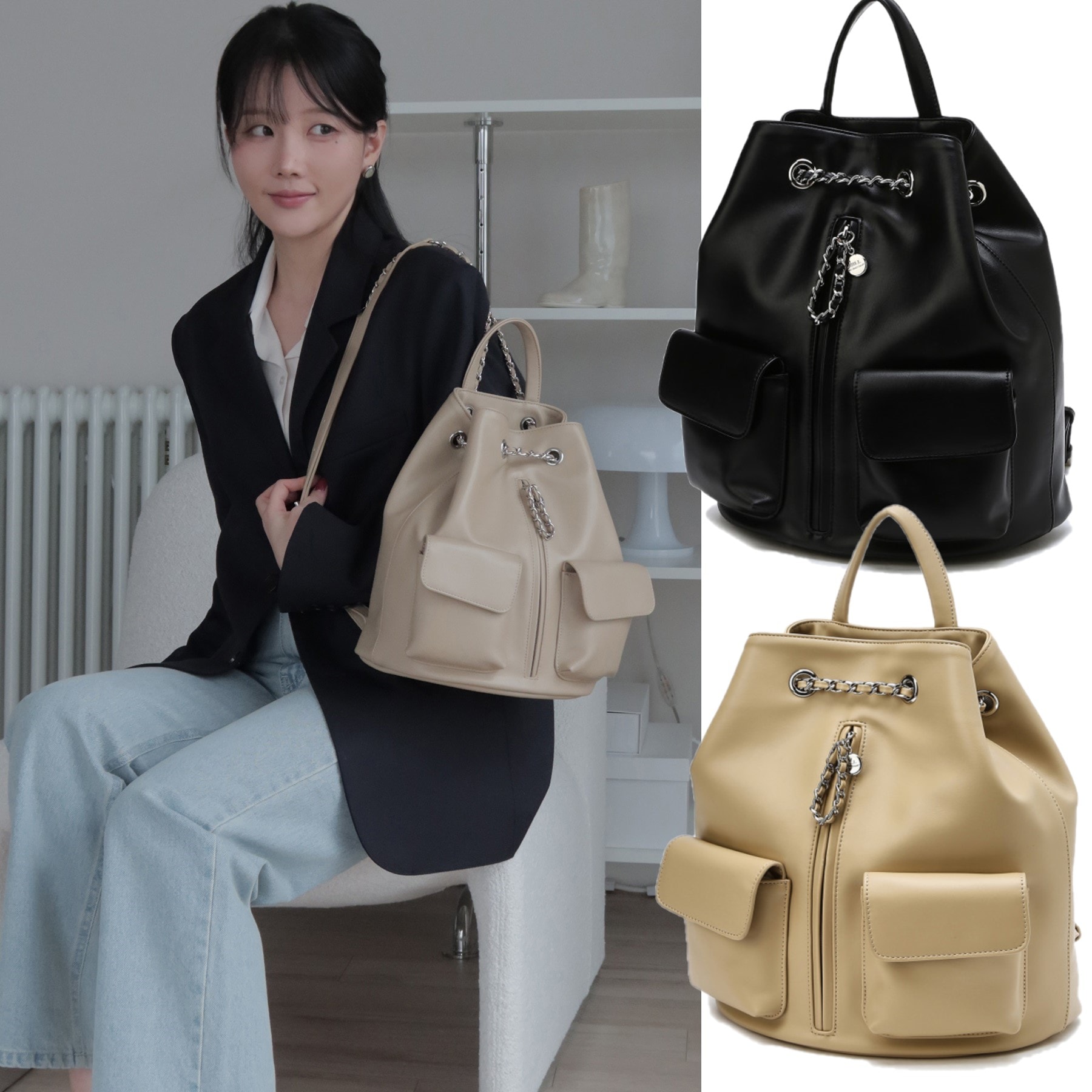 [JILLSTUART]韓国ファッション[エステラ]チェーンバックパック - 2color
