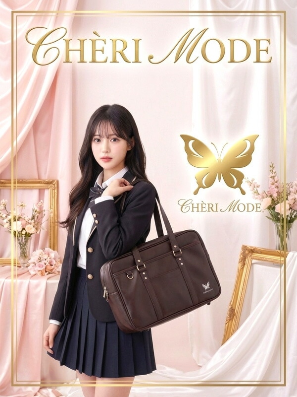 CHRI MODE シェリ モード スクバ スクールバッグ CHERI MODE 刺繍 高校生 合皮 黒 茶 ブラック ブラウン 中学生 通学 学生鞄 イベント サブバッグ 肩掛け おしゃれ かわいい