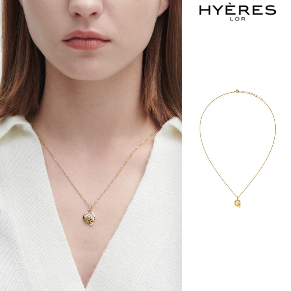 [HYERES LOR] Penidor Volume Silver (Y) White Pearl Necklace
