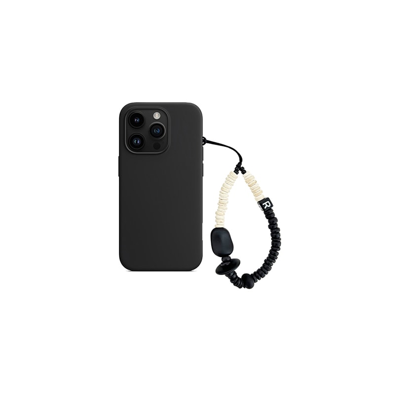 nature beads phone strap short cream mix