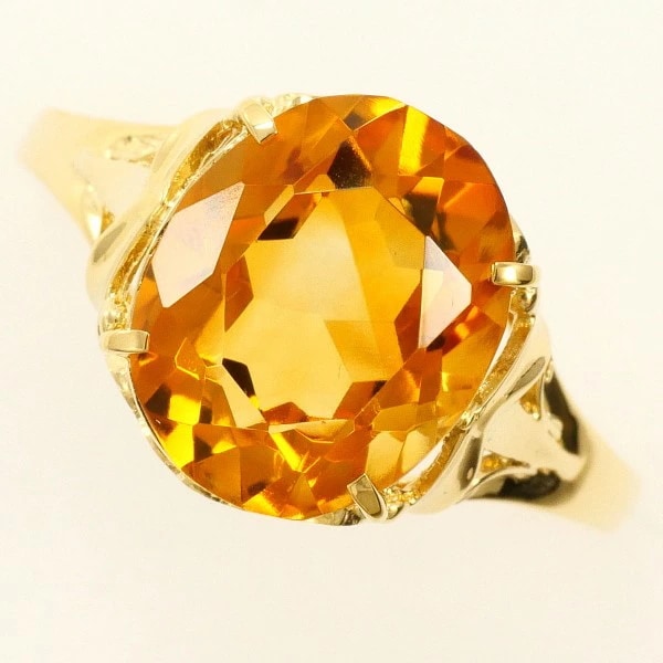 K18 18金 YG イエローゴールド リング 指輪 14号 シトリン ジュエリー 中古