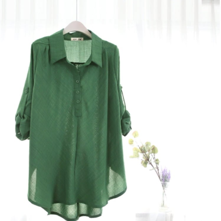 カジュアルシャツ 袖ロールアップ オーバーサイズトップス トップス Tシャツ シャツ ブラウス ロング ロング丈 袖あり 長袖 Vネック 襟付き フレア スリム ストレート Iライン スマート 前開き