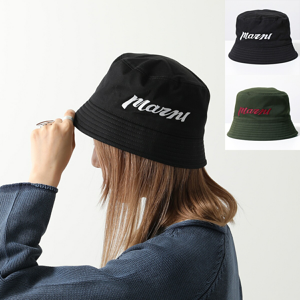 MARNI マルニ バケットハット CLZC0110S0 UAC005 レディース ロゴ刺繍 コットン 帽子 カラー2色