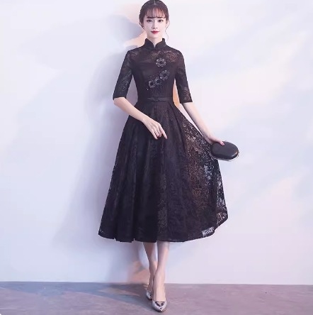 ワンピース フレアワンピース ワンピドレス ミモレ丈 袖あり 七分袖 ハイネック フレア Aライン ウエストマーク ハイウエスト プルオーバー かわいい きれいめ シンプル カジュアル 大人 上品 8,245円