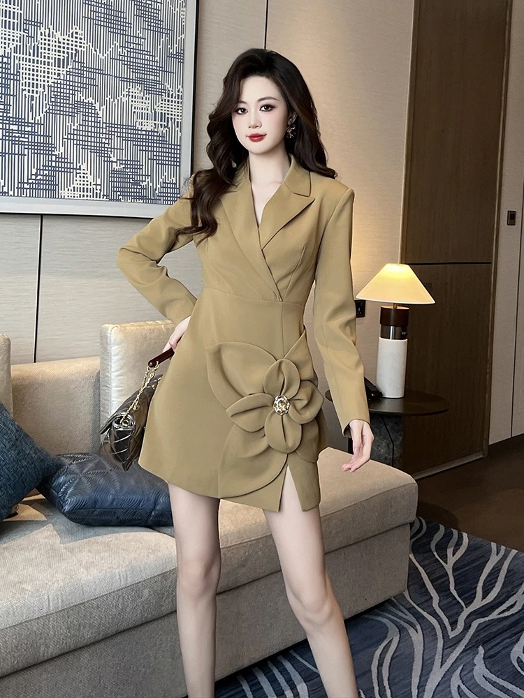 春 花飾り スーツワンピース ドレス パーティー キャバ 大人 同窓会 披露宴 卒業式 結婚式 演奏会 ウェディング 二次会 メガ割