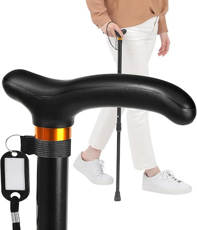 他サイト： 一本杖 軽量タイプ 理学療法士が企画監修した疲れにくい杖 女性用 男性用 つえ 伸縮杖 T字杖 ステッキ 介護杖 握り易い おしゃれ(ブラック)の商品画像