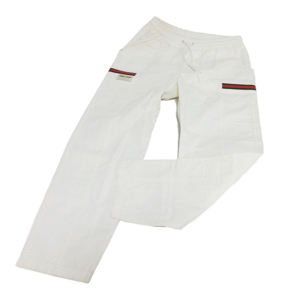 【中古】 パンツ ラベル ロゴ グリーン コーティング 46 シェリーライン カーゴパンツ ウェブ ストライプ 604171 XDAX3 9061