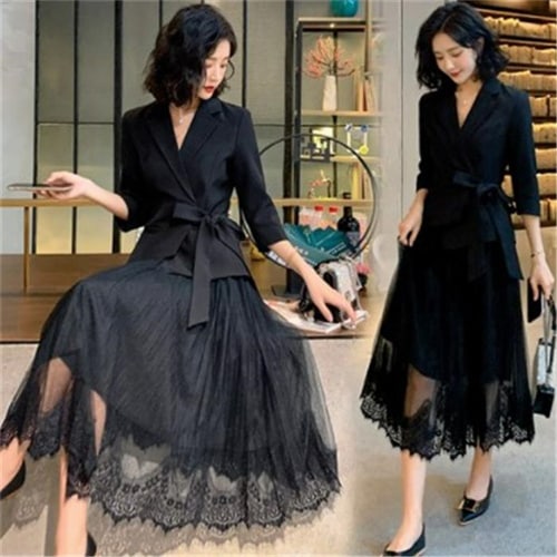 セットアップ スカートスーツ レディース プリーツスカート テーラード スーツジャケット 上下２点セット 長袖 ロングスカート ミモレ丈 チュール フォーマル