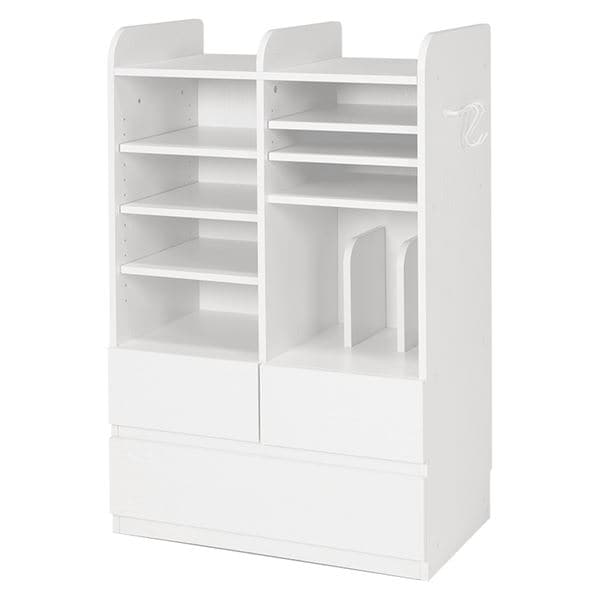 ランドセルラック ホワイトウォッシュ キャスター付 可動棚 引出し収納 組立品