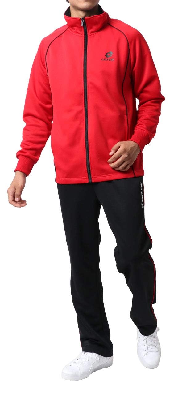 [ロット] ジャージ メンズ 上下セット トレーニングウェア 父の日 ギフト 吸汗速乾 別注 長袖 別注 M L LL 3L 4L 5L 6L ジャージ セットアップ (M, レッド)