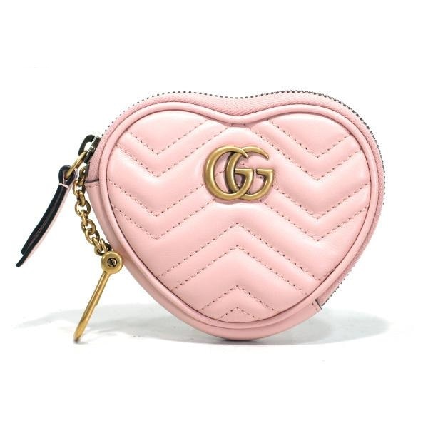 GUCCI 699517-DTDHT-5909 GG MARMONT グッチ GG マーモント ハートシェイプ コインケース シェブロン キルティングレザー ピンク/アンティークゴールド /取寄品