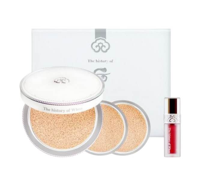 拱辰享(ゴンジンヒャン)雪. 美 .白水分光クッション21号 [本品1個+詰め替え 2個]トーンアップ 透明感 ツヤ肌 カバー力 保湿 UVカット SPF 韓国クッションファンデ