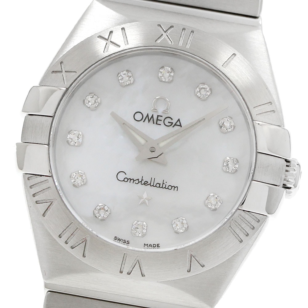オメガ OMEGA 123.10.24.60.55.001 コンステレーション ブラッシュ 12Pダイヤ クォーツ レディース 良品 保証書付き_957858【中古】
