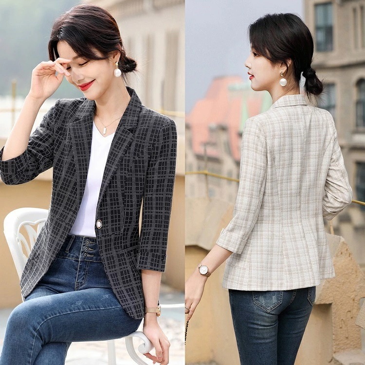 【即納】サマージャケット レディース　春 夏 ストレッチ オフィス テーラード 7分袖 レディーススーツ ビジネススーツ 大きいサイズ ジャケット 七分袖 通勤 洗える サマースーツ スーツ　お洒落