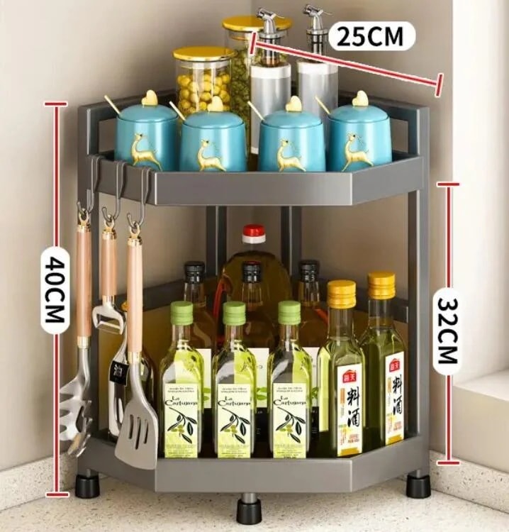 キッチン 調味 料 ボトル 棚 テーブル 三角 区 多 機能 収納 金属 コーナー 用 品